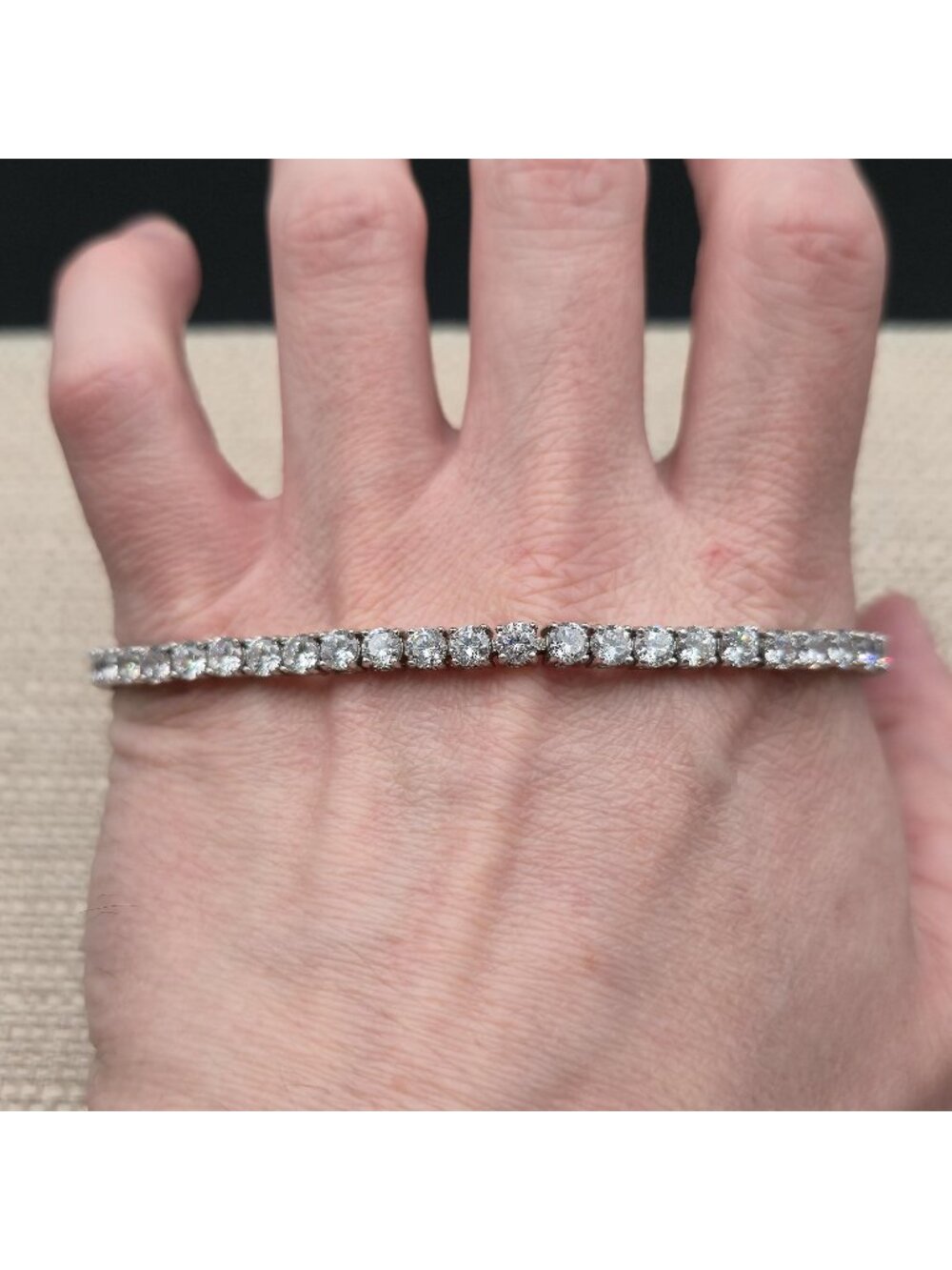 8 Inch Sterling Silver Cubic Zirconia Tennis Bracelet Round Cut Clear Stones A84